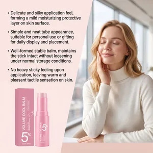 Professional volume cool balm stick for moisturizing facial skincare featuring female model