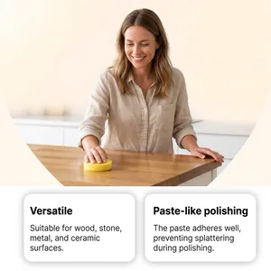 Detailed view of multipurpose polishing paste being applied to a wood surface.