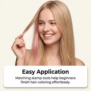 Profi-Haarfärbe-Stempel-Set für einfaches Auftragen von rosa Strähnen auf blondem Haar