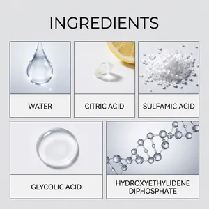 Ingredients list infographic for rust remover spray showing active chemical components.
