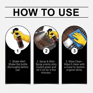 Professional three-step guide for using BBQ grill rust remover spray for metal cleaning