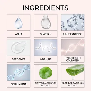 Liste des ingrédients clés du gel de soin féminin doux avec aloès et extraits de centella
