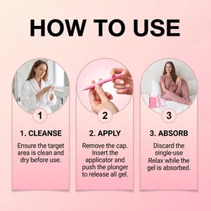 Guide d'instruction en trois étapes pour appliquer le gel probiotique intime.