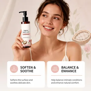 Primer plano de lubricante íntimo suave para mujeres con manteca de cacao y probióticos