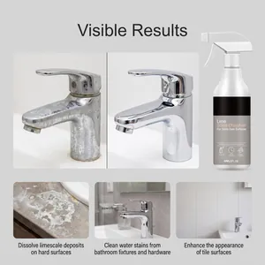 Résultats de nettoyage du spray détartrant pour robinets et surfaces de salle de bain
