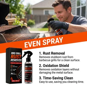 BBQ grill rust remover spray featuring oxidation shield and time-saving clean features