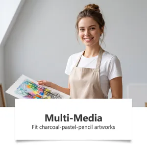 Young artist showcasing colorful pastel artwork using professional multi-media fixative spray