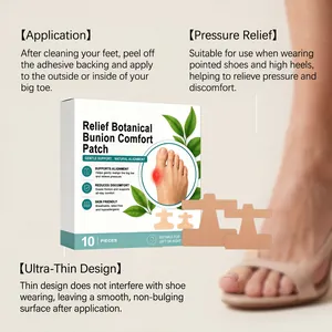 Detail view of Relief Botanical Bunion Comfort Patch with usage instructions and benefits.