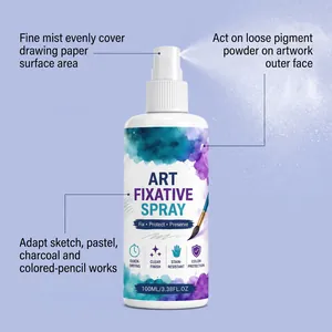 Professional 100ml Art Fixative Spray bottle showing fine mist application for sketches and pastels