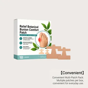 Botanical bunion relief patches in packaging with breathable multi-patch pack detail