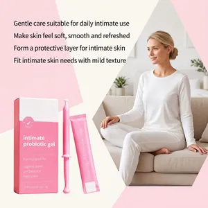 Vue détaillée de l'emballage du gel probiotique intime et du sachet pour femmes