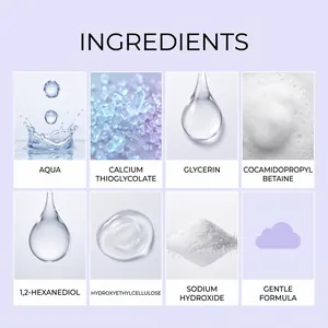 Liste détaillée des ingrédients du mousse dépilatoire douce avec glycérine et eau