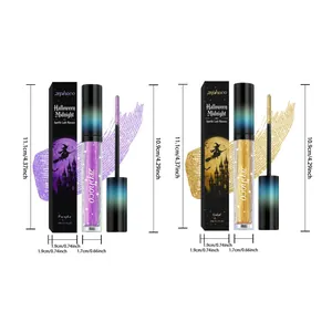 zephoco Halloween Midnight sparkle mascara detail showing product dimensions and brush.