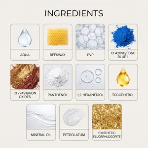 Detailed ingredient list for shimmering mascara featuring Beeswax and mineral components