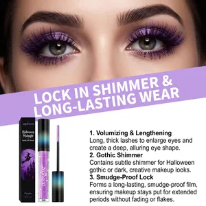 Zephoco Halloween purple glitter mascara for volumizing and lengthening lashes