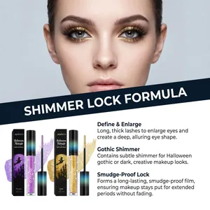 zephoco glitter mascara detail view, long-lasting smudge-proof gothic makeup effect 3ml