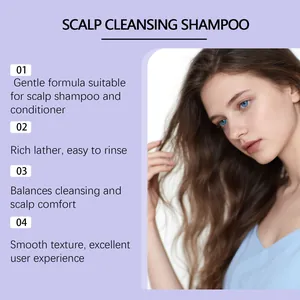 Detalle de beneficios del champú purificante para cuero cabelludo y cabello saludable.