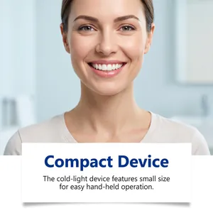 Detailed close-up of bright white teeth from the compact cold-light teeth shining kit