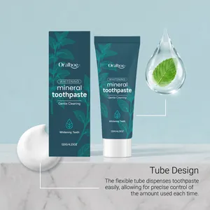 Pasta de dientes mineral blanqueadora de menta Oralhoe en tubo flexible de 120g