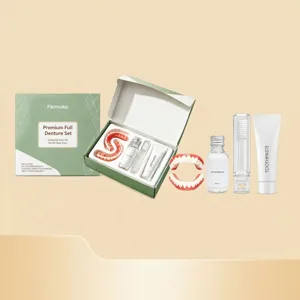 Feimuko Portable Denture Repair Kit Silicone Fake Teeth Cosmetic Veneers With Fitting Beads Toothbrush Toothpaste Smile Care Set