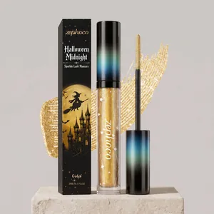Zephoco Halloween Midnight Gold Sparkle Lash Mascara Long Lasting Waterproof Curling Thickening Eye Makeup For Party Women