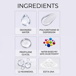Tabla de ingredientes del spray de color temporal para mascotas con pigmentos