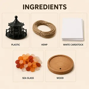Λεπτομερής προβολή των εξαρτημάτων του κιτ φάρου από θαλασσινό γυαλί DIY με ξύλο