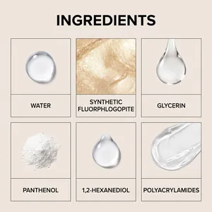 Détail de la liste des ingrédients du spray pailleté de fête montrant la glycérine et le fluorphlogopite