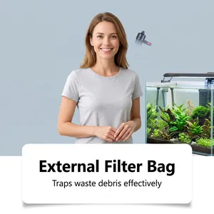 Detail of external filter bag for electric fish tank cleaner effectively trapping debris.