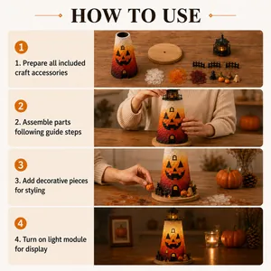 Οδηγίες συναρμολόγησης για DIY Halloween χειροποίητο φάρο κολοκύθα με μονάδα φωτισμού LED
