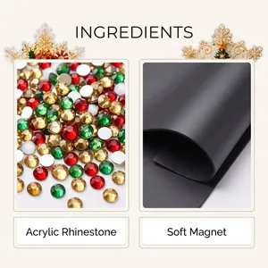 DIY Christmas acrylic rhinestone soft magnet component detail showing festive craft supplies