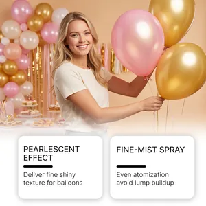 Vue détaillée de l'effet de spray pailleté nacré professionnel sur des ballons