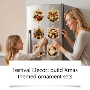 DIY Christmas acrylic diamond magnet set for festive home decor and refrigerator decoration.
