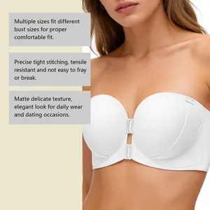 Strapless push up bra with front closure, matte texture, secure fit for daily wear.