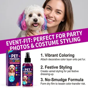 Detalles del espray de color temporal para el peinado de perros