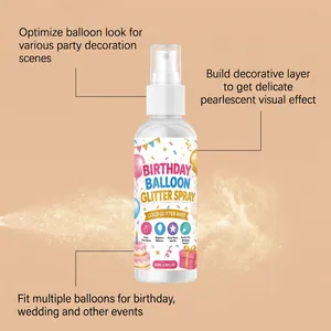 Vue détaillée du spray pailleté doré pour ballons de fête avec effet scintillant