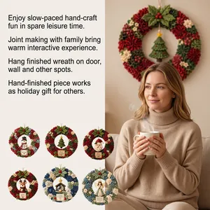 DIY 3D fabric Christmas wreath craft kit with various holiday designs for home decor
