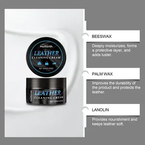 Homonth leather cleaning cream with beeswax and lanolin for car interior care and deep clean.