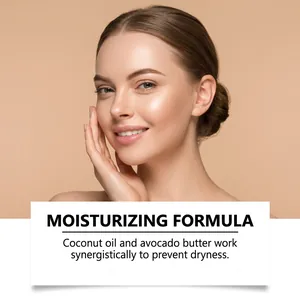 Primer plano de la piel facial suave que muestra la crema depilatoria hidratante facial