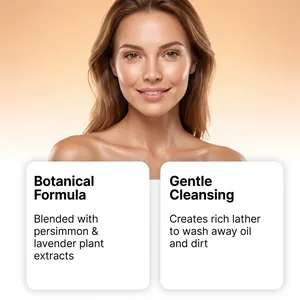 Persimmon soap details showing botanical formula and gentle cleansing benefits for skin