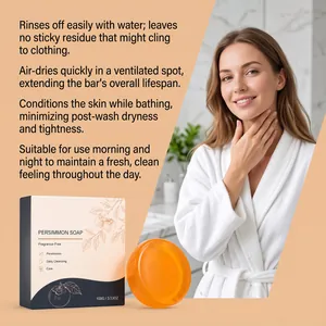 Savon nettoyant au kaki 100g avec bienfaits hydratants pour les soins quotidiens du corps