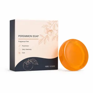 Savon corporel au kaki de 100g sans parfum avec un emballage élégant et minimaliste