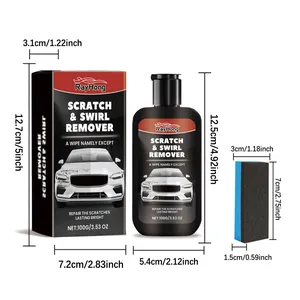 Detailed dimensions of RayHong car scratch and swirl remover bottle box and sponge