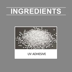 Detailed macro view of clear UV adhesive resin beads for car glass repair fluid