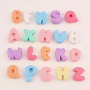 Acrylic Macaron Alphabet Beads Cartoon Solid Color Big Hole English Letter Loose Beads For DIY Craft Jewelry Making