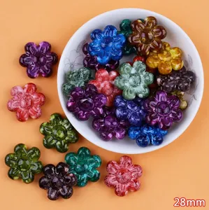 Bunte 28mm Acryl-Marmor-Blütenperlen für Vintage-DIY-Schmuckherstellung