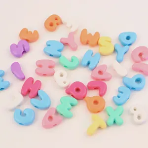 Colorful macaron acrylic 26 alphabet beads set for DIY jewelry making and nail art crafts.