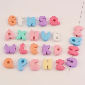 Pastel macaron color 26 letters acrylic beads with big holes for DIY jewelry and nail art
