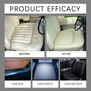 Before and after comparison of car interior leather and plastic restoration cream efficacy