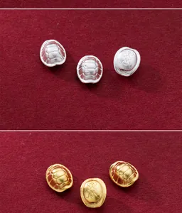 Nahaufnahme von S999 Sterlingsilber 3D Schildkrötenpanzer-Perlen für DIY-Schmuck